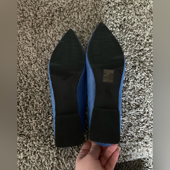 COPY - Shein Beautiful Blue Textured Ballet Flat with Diamond and Pearl Accents - Picture 2 of 5